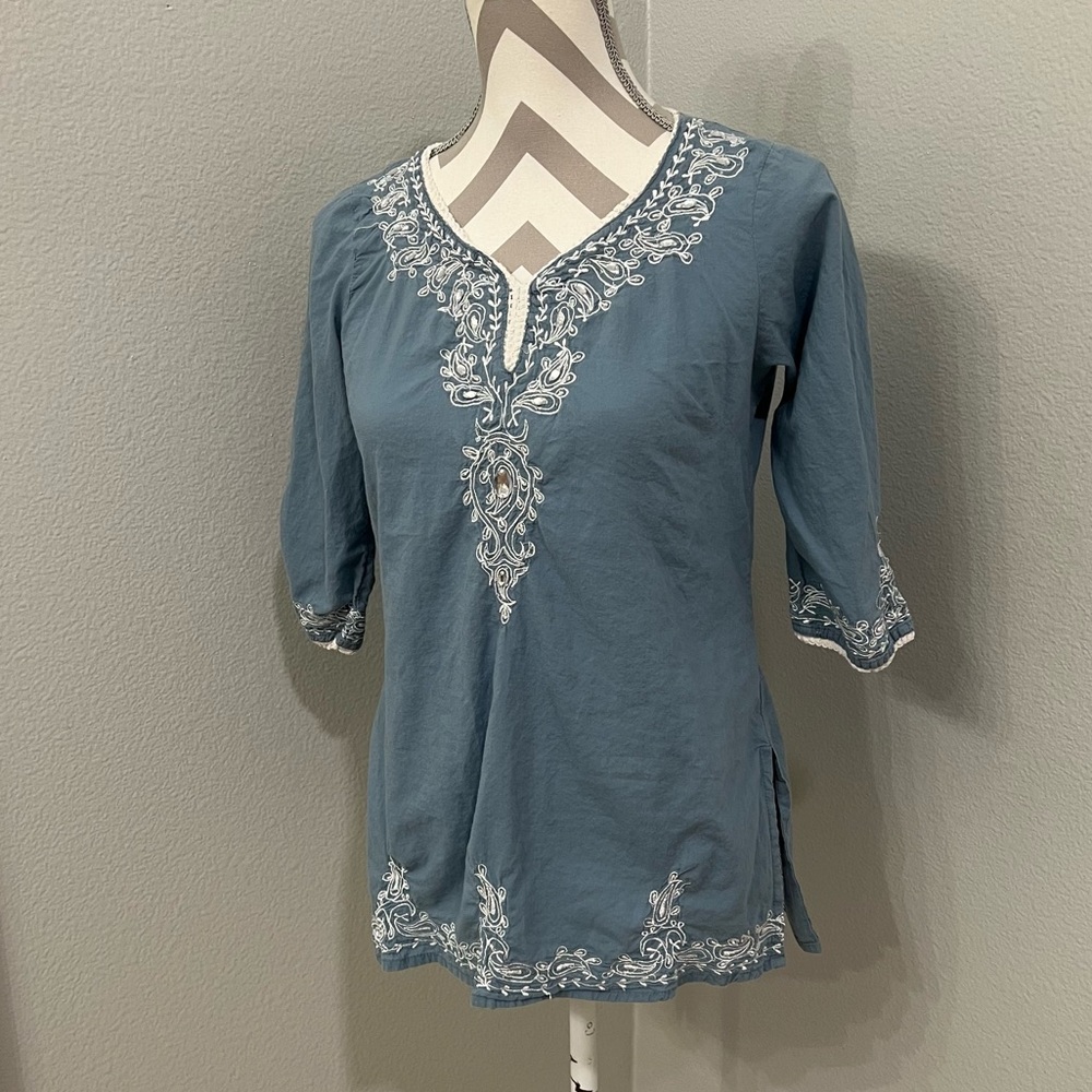 Forever 21 blouse with gems. Blue and white. Size Medium